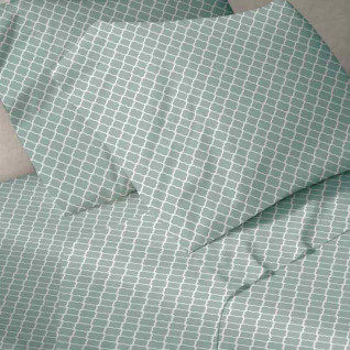 Σετ Σεντόνια Υπέρδιπλα Sunshine HOME Menta Εμπριμέ 530 Aqua 152-6-530-AQ