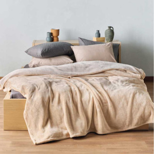 Κουβέρτα Βελουτέ Μονή KENTIA YOLANDA 12 BEIGE 79493